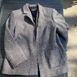 Requirements Women’s Black and White Herringbone Wool blend Jacket